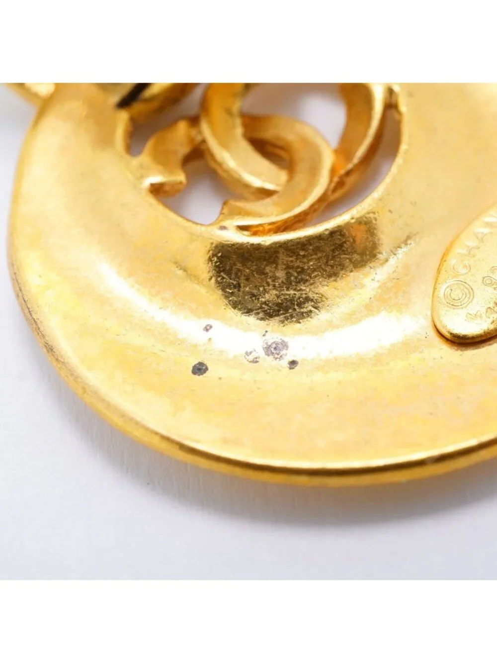 Chanel Earrings Vintage CC Logo Gold Plated